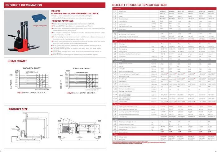 parameter of electric pallet stacker parameter of electric pallet stacker